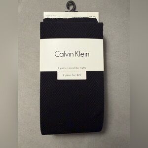 2-pair Calvin Klein Black Microfiber Tights